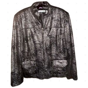 Faux Snakeskin Jacket w/pockets black & silver